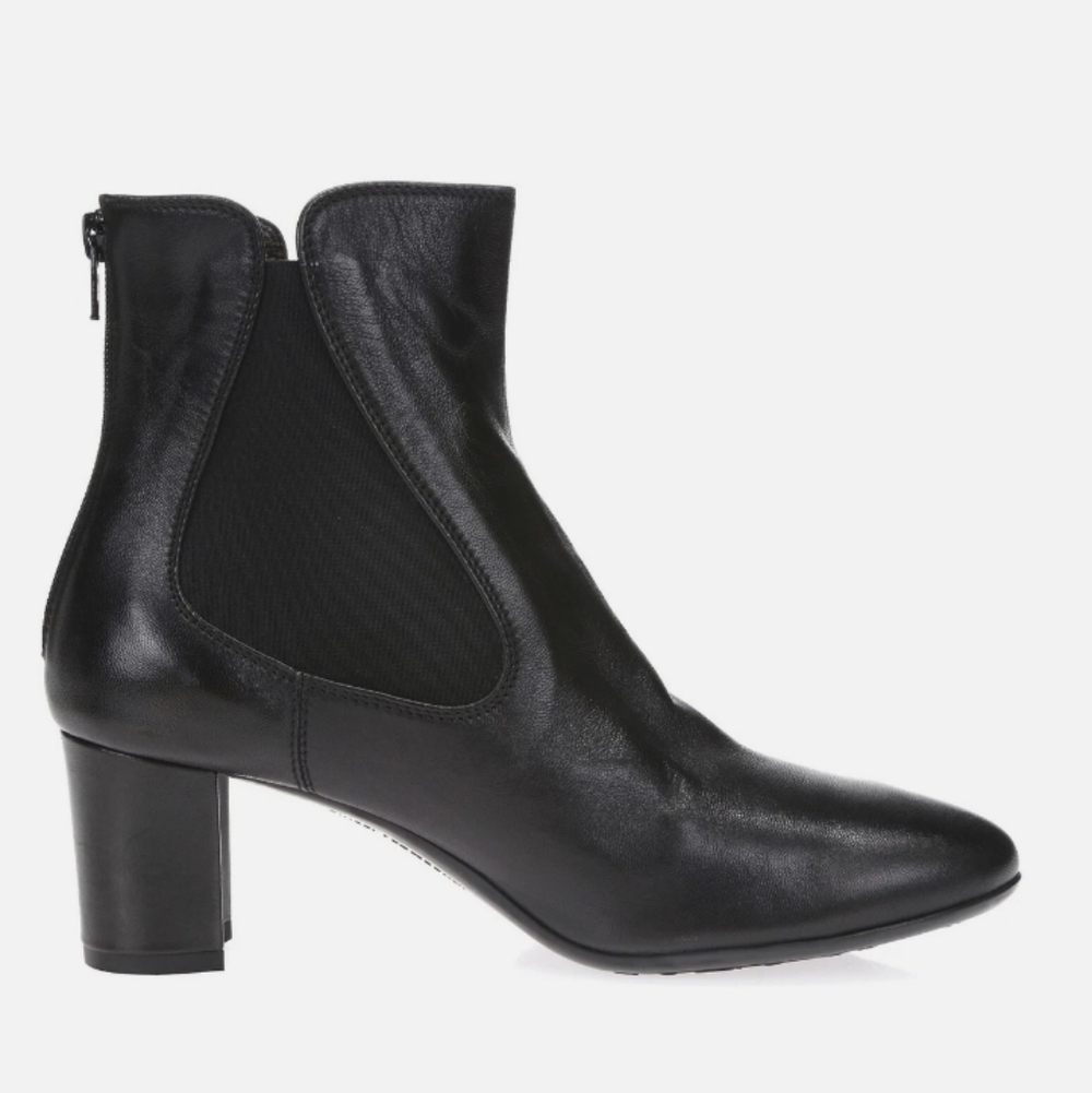 AGL Black Stretch Leather Ankle Boot